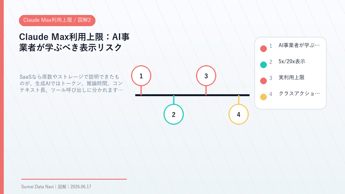Claude Max利用上限のAI事業者が学ぶべき表示リスクを視覚化した図解2