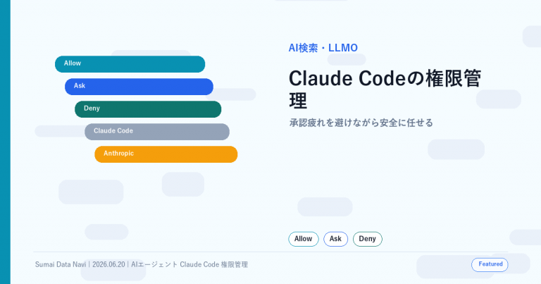 Claude Codeの権限管理｜安全に任せる設定と注意点の使い回し感を避けた新しいアイキャッチ画像