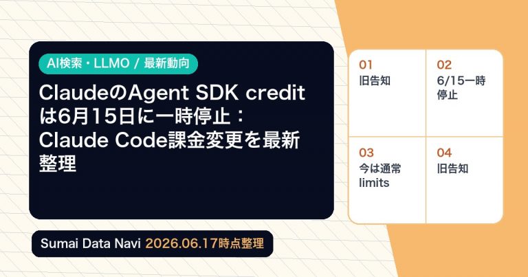 ClaudeのAgent SDK creditは6月15日に一時停止：Claude Code課金変更を最新整理の編集アイキャッチ画像