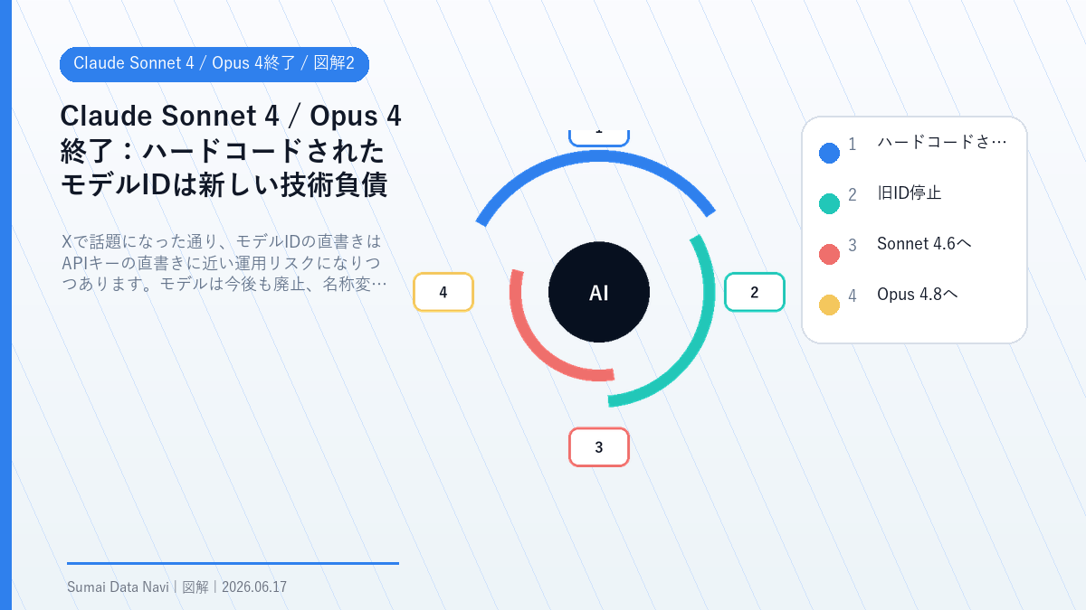 Claude Sonnet 4 / Opus 4終了のハードコードされたモデルIDは新しい技術負債を視覚化した図解2