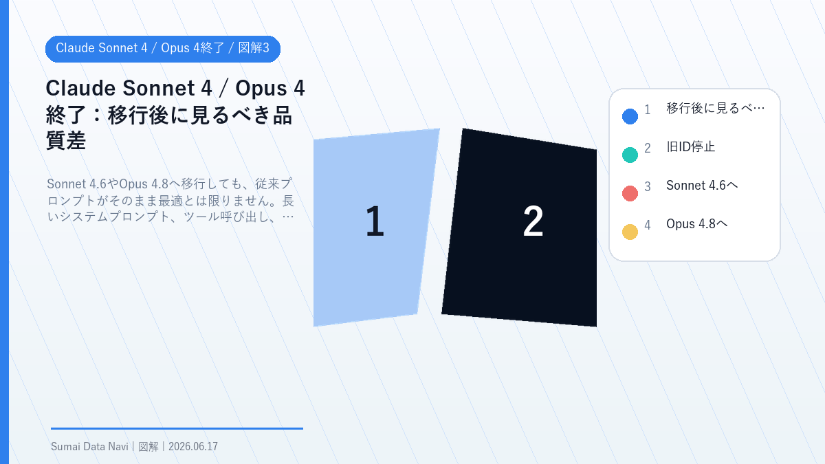 Claude Sonnet 4 / Opus 4終了の移行後に見るべき品質差を視覚化した図解3