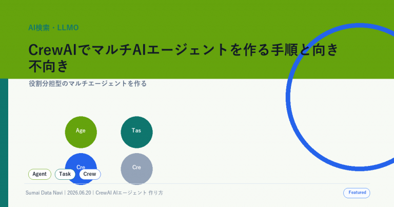 CrewAIでマルチAIエージェントを作る手順と向き不向きの使い回し感を避けた新しいアイキャッチ画像