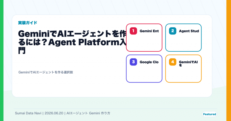 GeminiでAIエージェントを作るには？Agent Platform入門のためにPptxGenJSの座標設計で作成したアイキャッチ画像