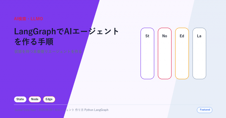 LangGraphでAIエージェントを作る手順｜Python実装の使い回し感を避けた新しいアイキャッチ画像