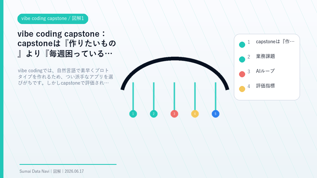 vibe coding capstoneのcapstoneは『作りたいもの』より『毎週困っている作業』から選ぶを視覚化した図解1