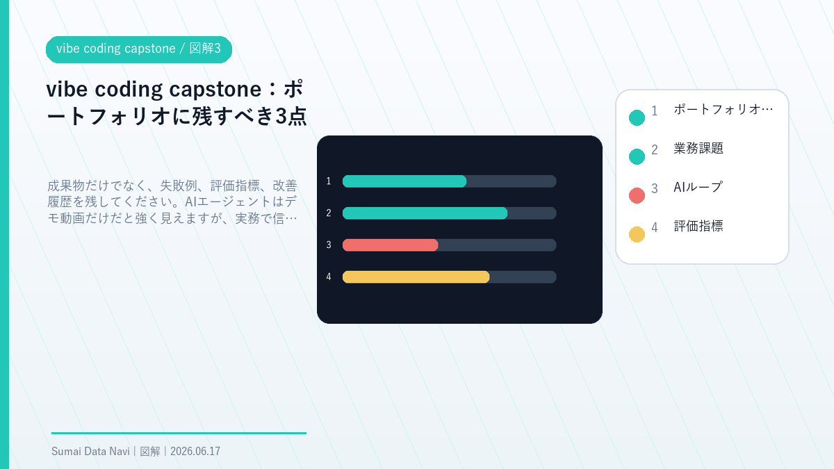 vibe coding capstoneのポートフォリオに残すべき3点を視覚化した図解3